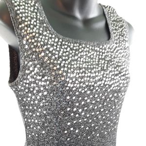 🌹Elegant Grey Beaded Sleeveless elegant Sweater Top